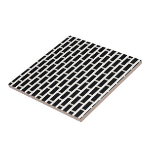 Azulejo Cerámico Negro y Beige a Rayas