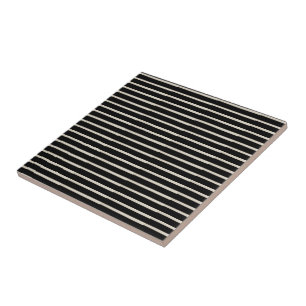 Azulejo Cerámico Negro y Beige a Rayas