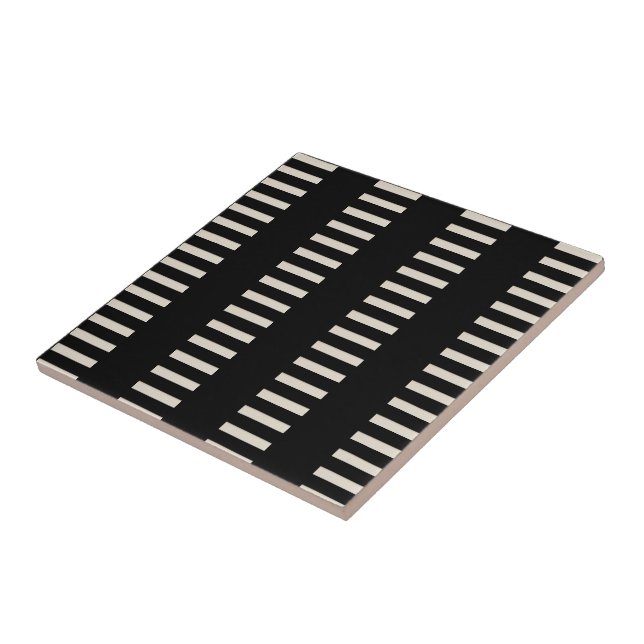 Azulejo Cerámico Negro y Raya Beige (Lado)