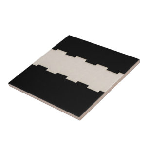 Azulejo Cerámico Negro y Raya Beige