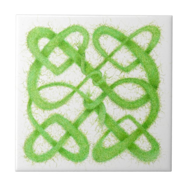 AZULEJO CERÁMICO NUDO CÉLTICO VERDE 10,8 CM (Frente)