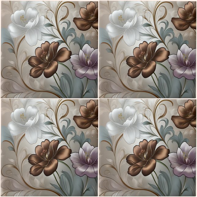 Azulejo Cerámico Ollie Blooms (Ollie Blooms Ceramic Tile
(Four by Four)
)