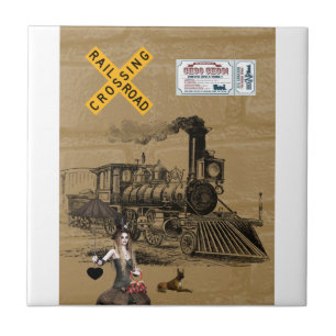 Azulejo Cerámico Perro de Tren Antiguo