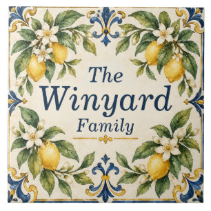 Azulejo Cerámico Personalizado con Apellido de Fam