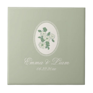 Azulejo Cerámico Personalizado Verde Salvia para B