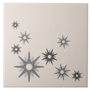 Azulejo Cerámico Plateado de Estrella Explosiva de