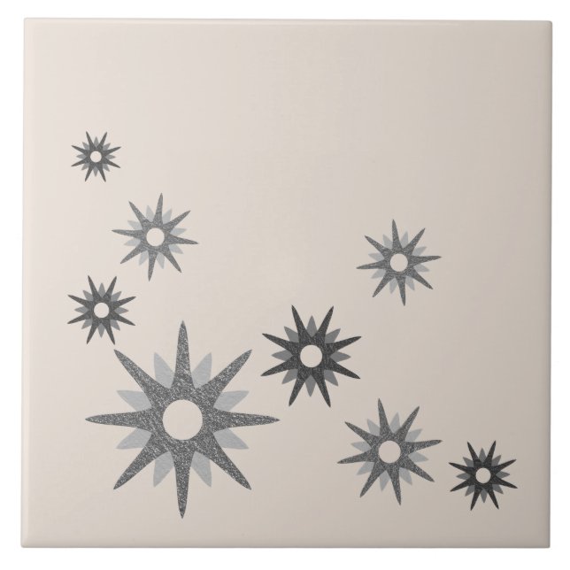 Azulejo Cerámico Plateado de Estrella Explosiva de (Frente)