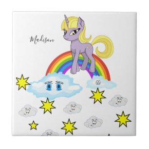 Azulejo Cerámico Poni Púrpura Nubes Felices Arcoír
