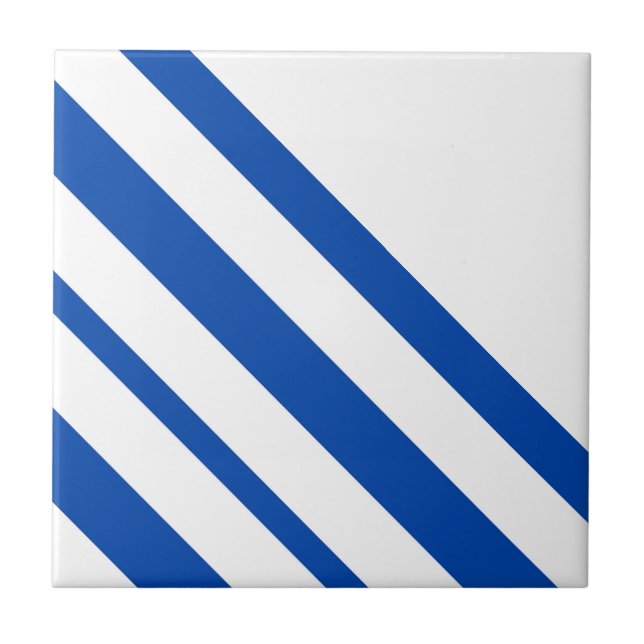 Azulejo Cerámico Raya Azul y Blanco (Frente)