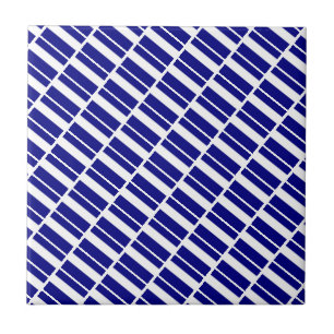 Azulejo Cerámico Raya Azul y Blanco