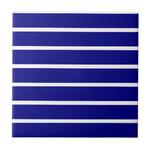Azulejo Cerámico Raya Azul y Blanco