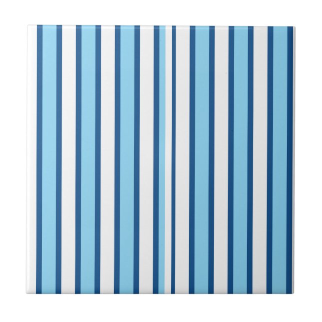 Azulejo Cerámico Raya Azul y Blanco (Frente)