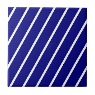 Azulejo Cerámico Raya Azul y Blanco