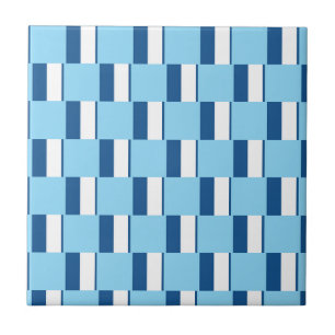 Azulejo Cerámico Raya Azul y Blanco