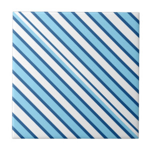 Azulejo Cerámico Raya Azul y Blanco