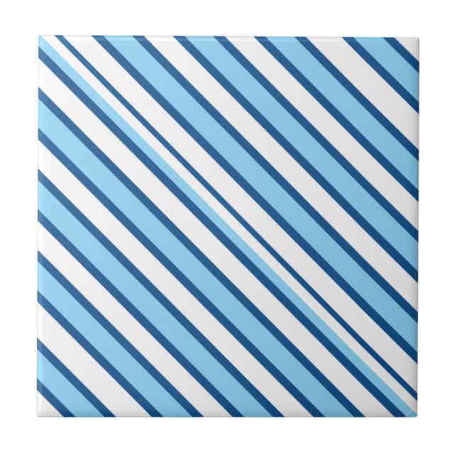Azulejo Cerámico Raya Azul y Blanco (Frente)