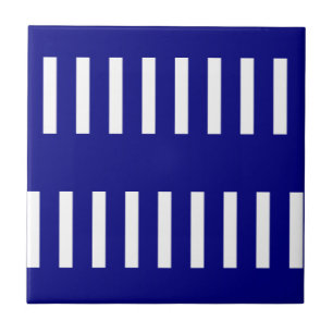 Azulejo Cerámico Raya Azul y Blanco