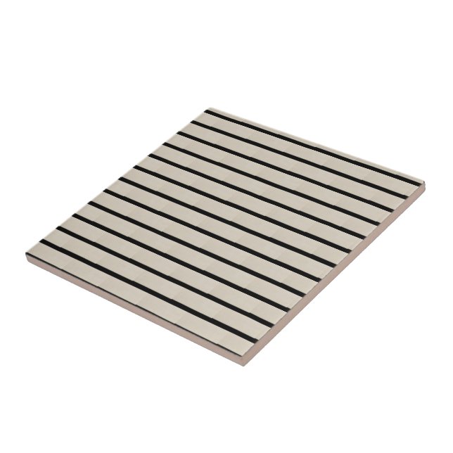 Azulejo Cerámico Raya Negra y Beige (Lado)