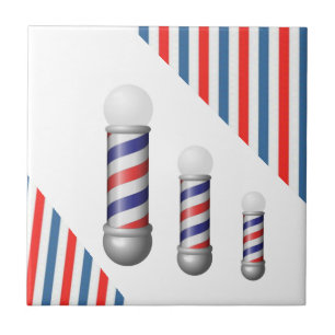 Azulejo Cerámico Rojo Blanco y Azul Raya Barberpol