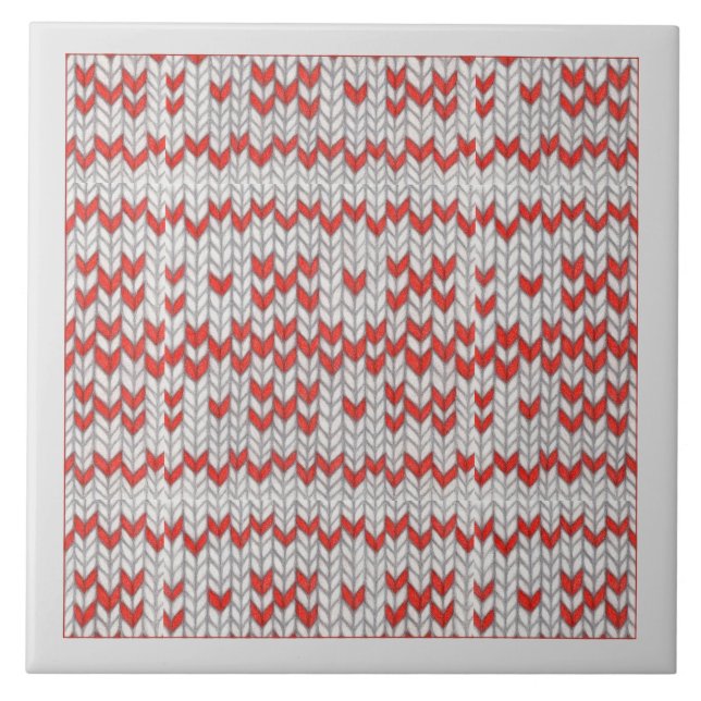 Azulejo Cerámico ROJO NORDIC KNIT / Gris (Frente)