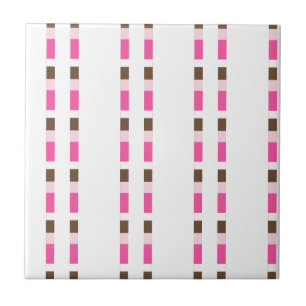 Azulejo Cerámico Rosa Marrón Blanco Raya