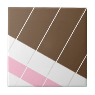 Azulejo Cerámico Rosa Marrón Blanco Raya