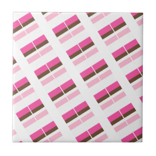 Azulejo Cerámico Rosa Marrón Blanco Raya