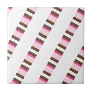 Azulejo Cerámico Rosa Marrón Blanco Raya