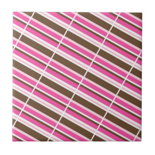 Azulejo Cerámico Rosa Marrón Blanco Rayado