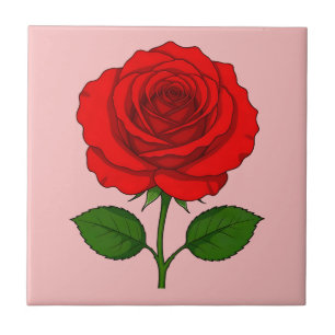 Azulejo Cerámico Rosa Roja