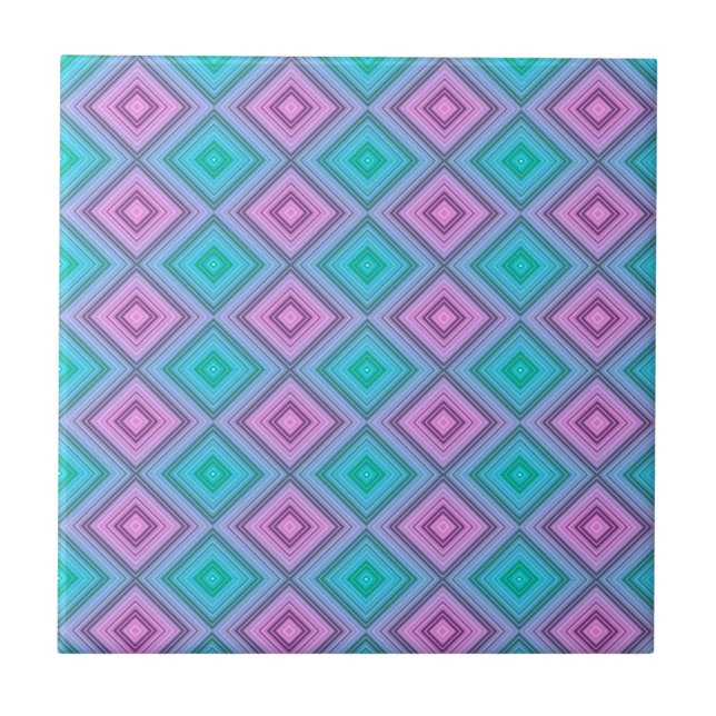 Azulejo Cerámico Rosa Verde a Rayas (Frente)