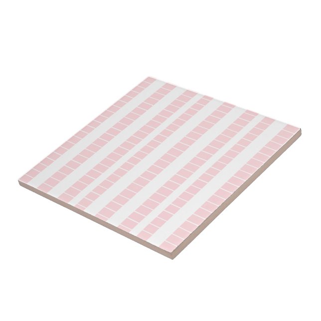 Azulejo Cerámico Rosa y Blanco a Rayas (Lado)