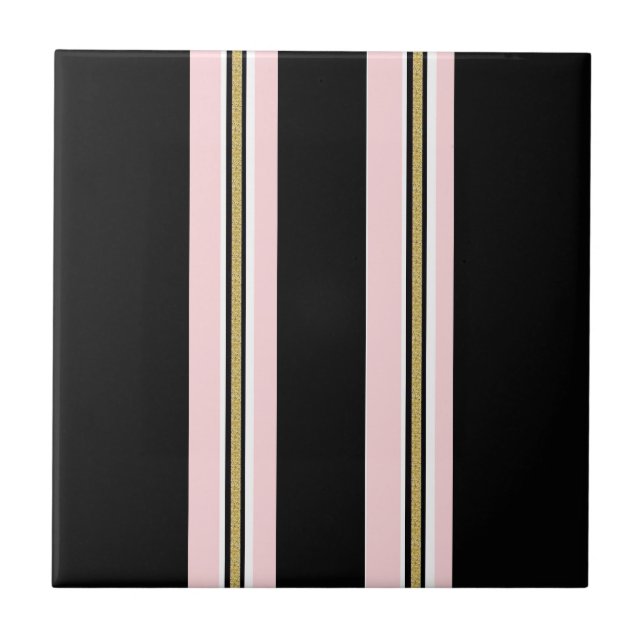 Azulejo Cerámico Rosa y Blanco con Franja Negra Do (Frente)