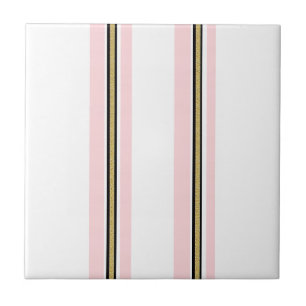 Azulejo Cerámico Rosa y Blanco con Franja Negra Do