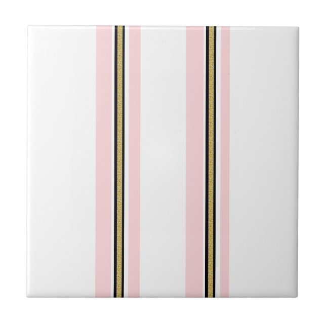 Azulejo Cerámico Rosa y Blanco con Franja Negra Do (Frente)