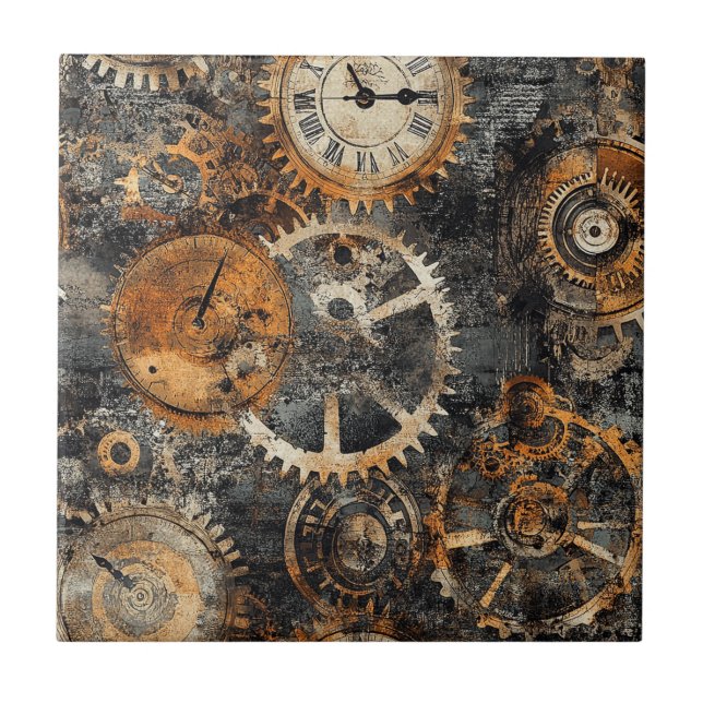 Azulejo Cerámico Steampunk Antiguo (Frente)