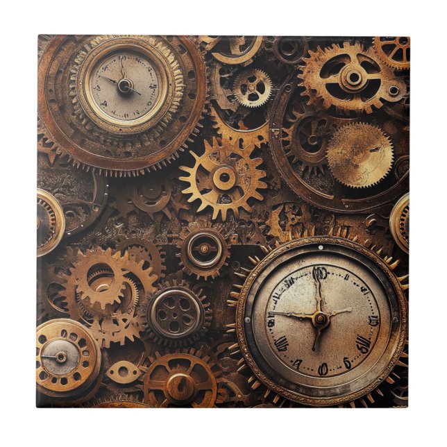 Azulejo Cerámico Steampunk Antiguo (Frente)