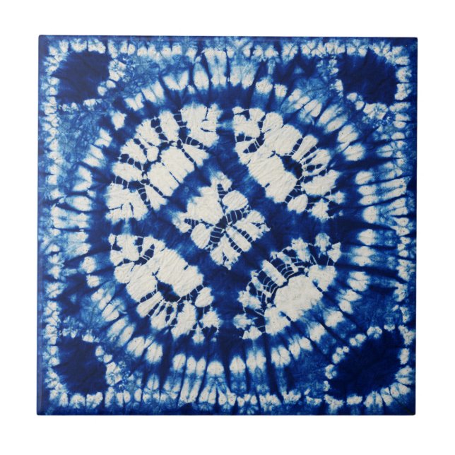 Azulejo Cerámico Teñido con Shibori (Frente)