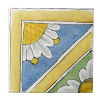 Azulejo cerámico tradicional siciliano azul oro cu