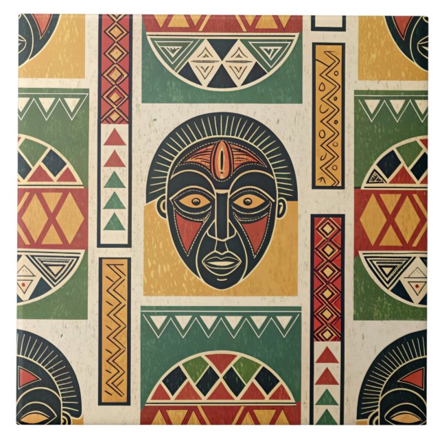 Azulejo Cerámico Tribal Africano (Frente)
