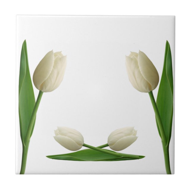 Azulejo Cerámico Tulipanes Blancos Floral (Frente)