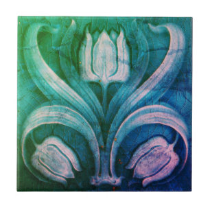 Azulejo Cerámico Vintage Art Nouveau Multicolor