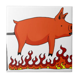 Azulejo Cerdo asado en un escupitajo