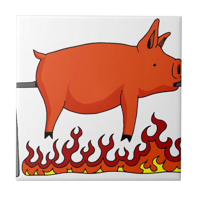 Azulejo Cerdo asado en un escupitajo (Frente)