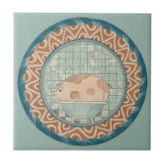 Azulejo Cerdo Caprichoso Azul Terracota Aqua Verde Teal