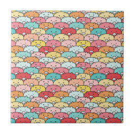 Azulejo Cerdos Coloridos Funny Y Patrón Cuto