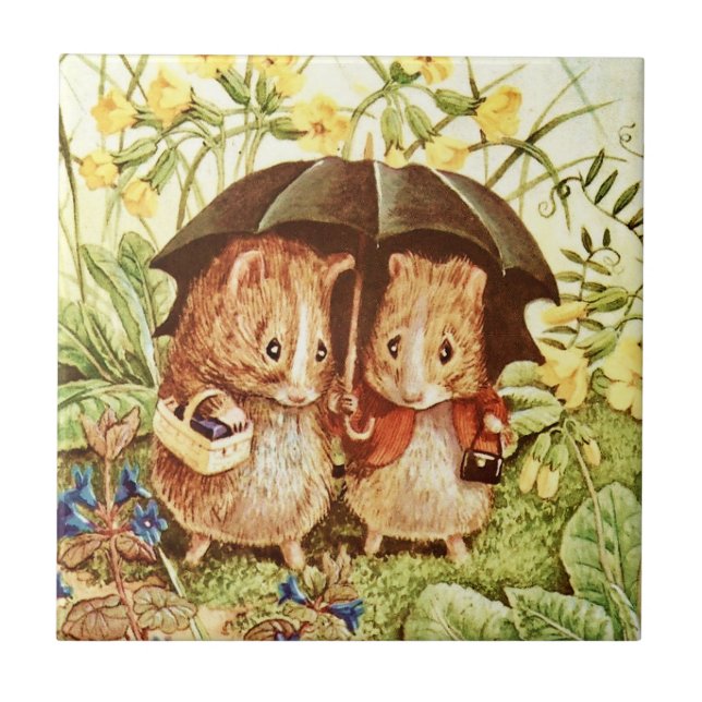 Azulejo Cerdos de Guinea van de compras por Beatrix Potter (Frente)