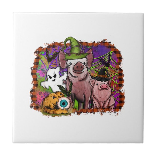 Azulejo Cerdos de Halloween (Frente)