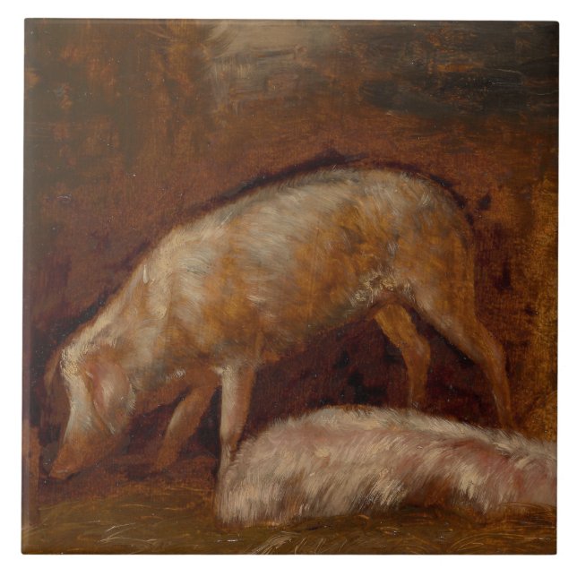Azulejo Cerdos en una estable (arte animal) (Frente)