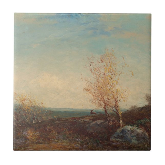 Azulejo Cerf Dans La Forêt De Fontainebleau Félix Ziem (Frente)